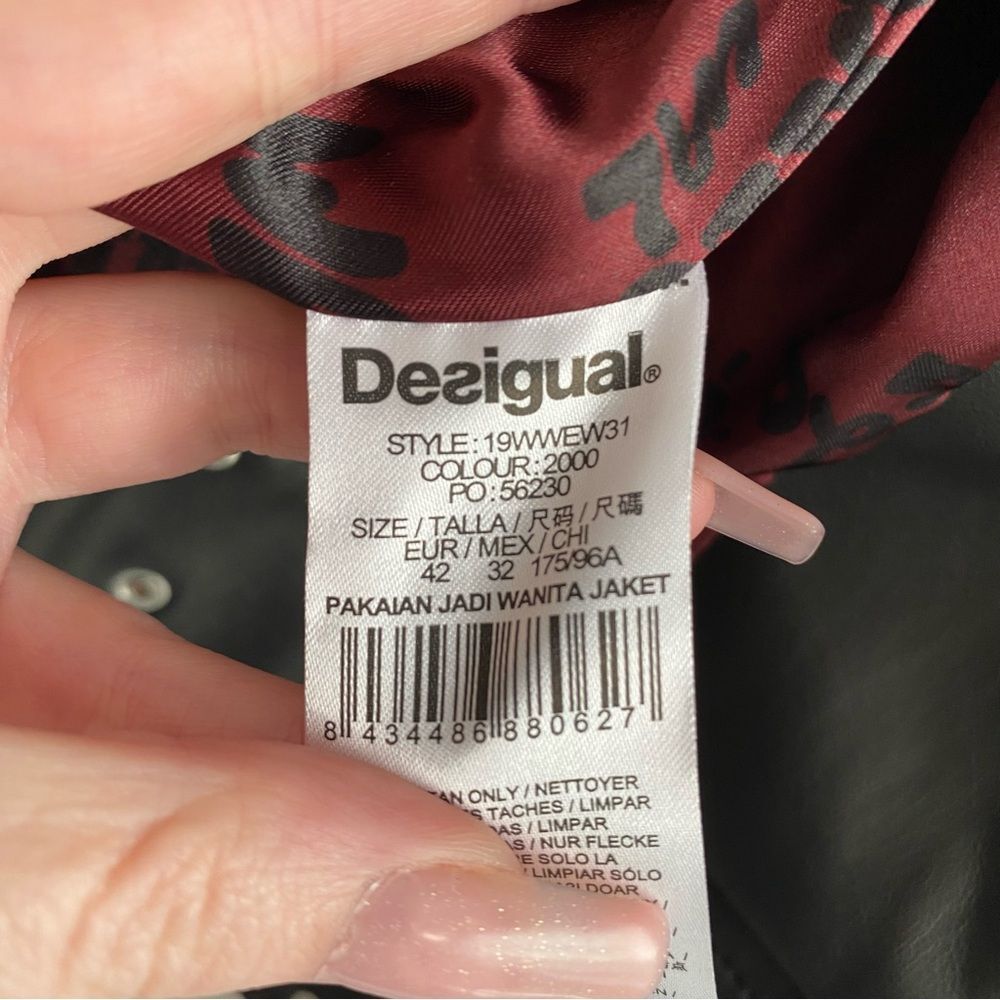 Desigual Carole Jewelled Faux Leather Embroidered Jacket Size 8 NWT - Picture 4 of 13